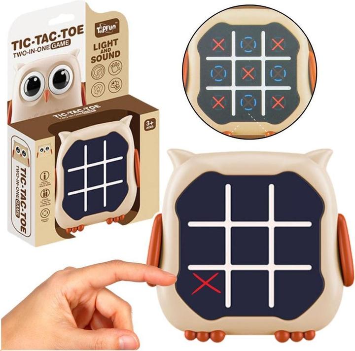 Actual product image Lean Toys 3in1 Tic-Tac-Toe-Spiel, Memory-Eule, beige (2 Players)