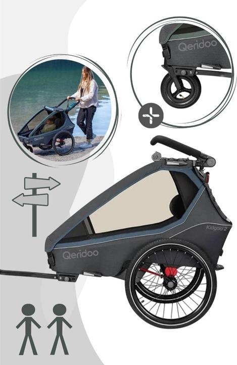 Produktbild Qeridoo Kinderfahrradanhänger Kidgoo2 Navy Blue Kollektion 2023