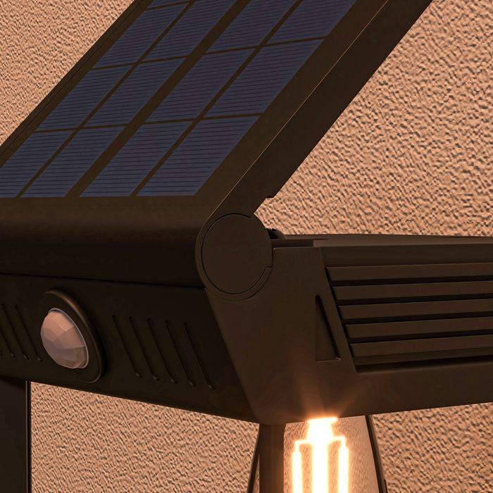 Actual product image Swisshandel24 Solar wall light LED outdoor light garden light warm white adjustable light sensor IP44 black (160 lm, IP44)
