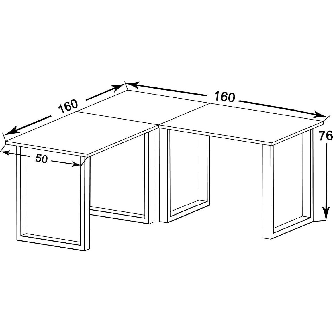 Thumbnail - VCM, Schreibtisch, Büromöbel Eckschreibtisch Lona Tiefe 50 cm U Alu Schwarz (160 x 50 cm)