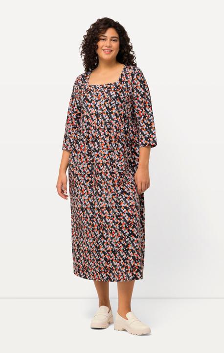 Produktbild Ulla Popken Jerseykleid, Punkte, Carree-Ausschnitt, 3/4-Arm (60)
