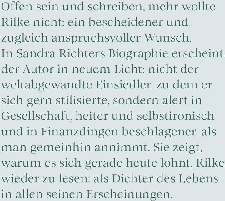 Produktbild Rainer Maria Rilke oder Das offene Leben (Deutsch, Sandra Richter, 2025)
