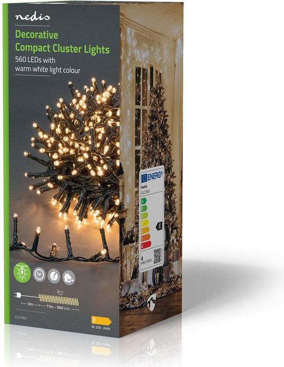 Produktbild Nedis Dekorative Lichter | Kompakter cluster | 560 LED's Warmweiss | 11.2 m | Lichteffekte: 7 | Inne (11.20 m)
