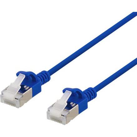 Deltaco U/FTP Cat6a patch cable slim 3.8mm in diameter 1m blue (U/FTP, CAT6a, 1 m), Netzwerkkabel