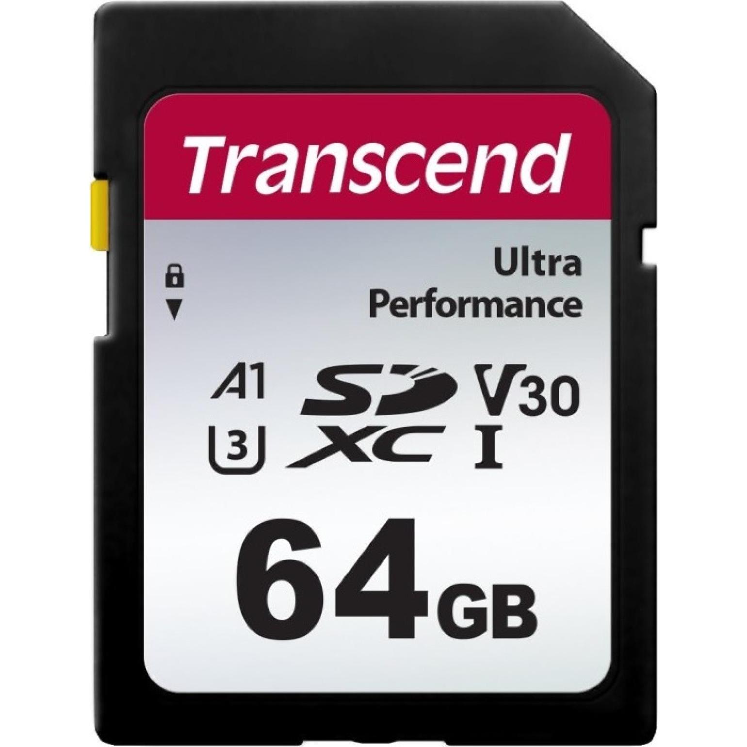 Transcend Scheda SD SDXC SDC340S 160/50 MB/s (64 GB, SDXC, U3, UHS-I), Scheda di memoria, Nero