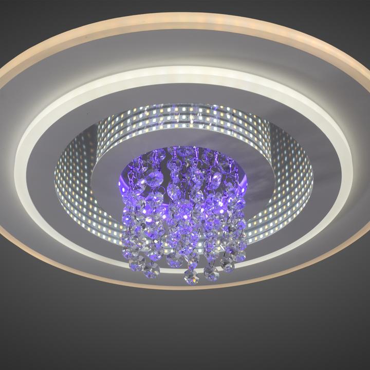 Actual product image Just Light Deckenlampe TOLAGO RGB Kristall Prismen weiss, dekorativ Lichteffekt RGB (2800 lm)