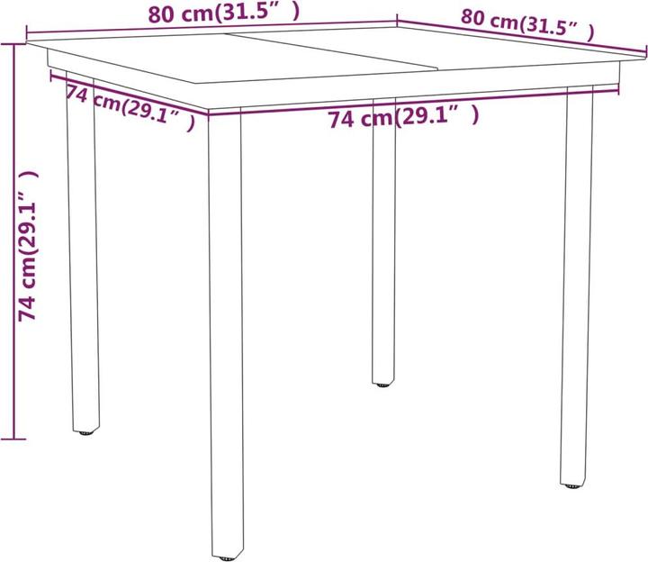 Produktbild vidaXL Garten Essgruppe (80 x 80 x 74 cm)