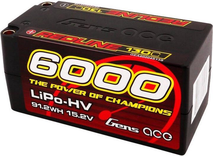 Gens Ace Redline Series 6000mAh 15.2V 130C 4S2P HardCase 69 HV LiPo Battery (15.20 V, 6000 mAh)