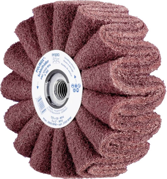Immagine prodotto Pferd Disco abrasivo in vello POLINOX PNG Ø 125 x 50 mm filettatura M14 A 180 per smerigliare e rifinire 2 (180)