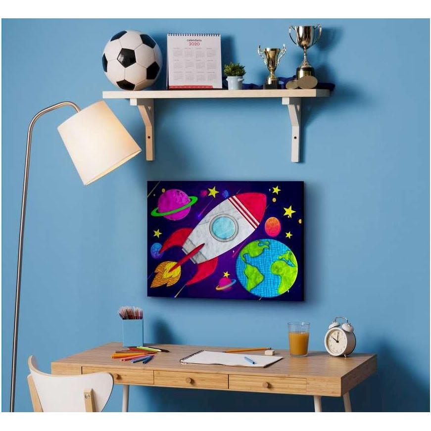 Thumbnail - Splat Planet Clay painting on canvas 30x40cm - Space (777685)
