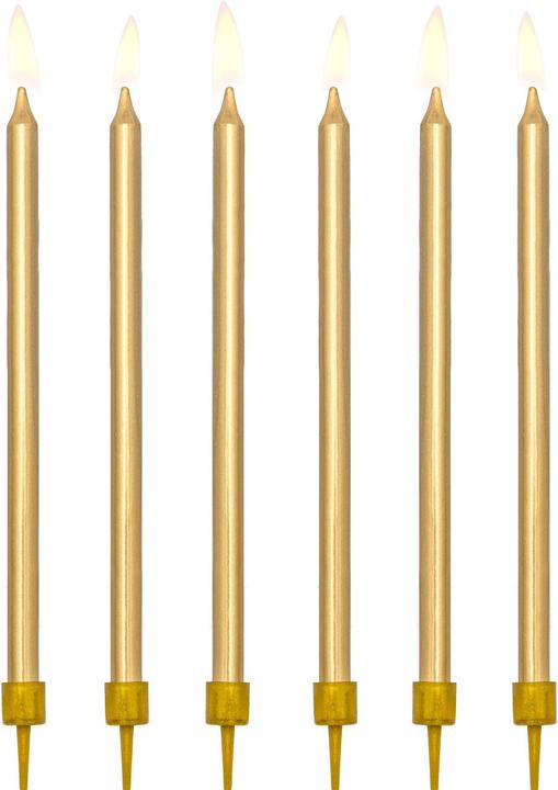 Partydeco Candele di compleanno oro 12,5cm 12 pezzi (12 x)