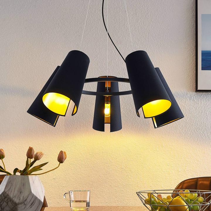 Actual product image Lucande Kemoni pendant light Black/Gold (E27)