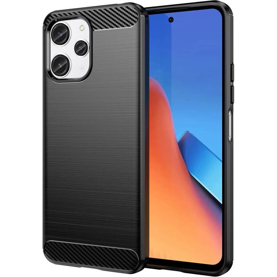 Cover-Discount Xiaomi Redmi 12 - Metall Carbon Look Hülle schwarz (Xiaomi Redmi 12), Smartphone Hülle, Schwarz