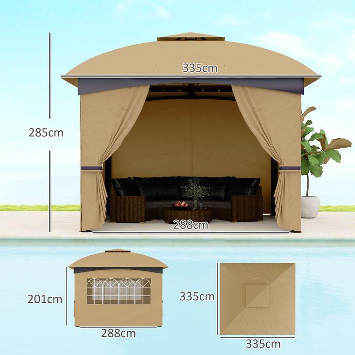 Produktbild Swisshandel24 Pavillon ca. 3,4x3,4 m wasserabweisend, verzinkter Metallrahmen, Beige (335 cm, 335 cm)