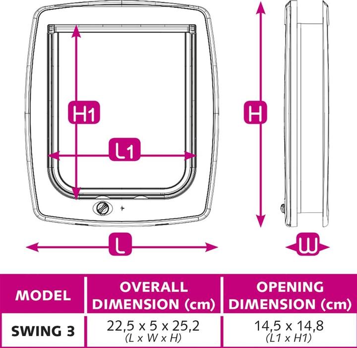 Actual product image Ferplast Cat door Swing 3B 4-way white (Manual cat flap)