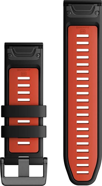 Actual product image Garmin Silicone wristband, Quickfit, 26mm, black/red (26 mm, Silicone)