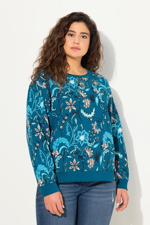 Actual product image Ulla Popken Beaded Floral Long Sleeve Sweatshirt (50, 52)