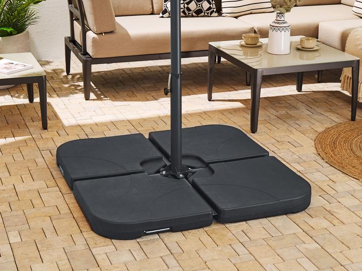 Actual product image Beliani Parasol stand black cross base 100 x 100 cm VICCHIO