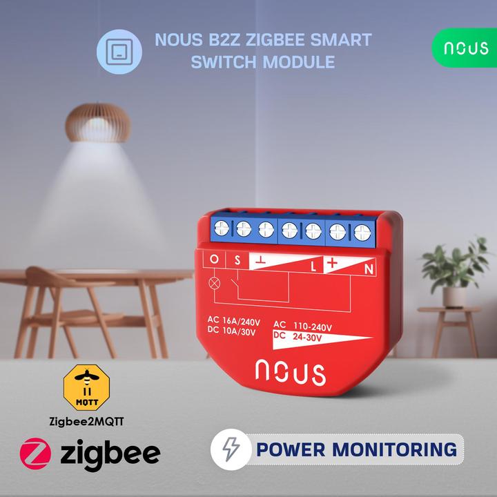 Actual product image Nous B2Z Switch actuator ZigBee PM 1 channel / 16A / ZigBee3.0 / Measurement (Switch actuator)