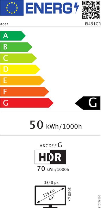 Energie-Label Acer Nitro EI491CRPbmiiipx (3840 x 1080 Pixel, 49")