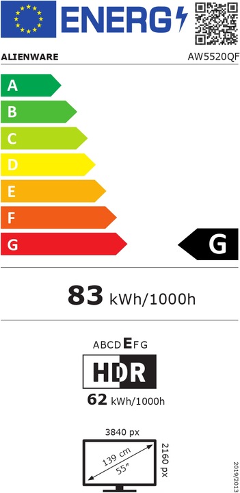 Energy Label Alienware AW5520QF (3840 x 2160 Pixels, 54.60")