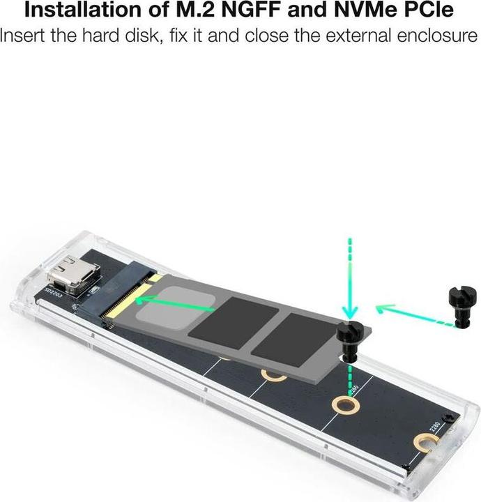 Actual product image Tooq Technology CAJA EXT. M.2 NGFF/NVME USB3.1 GEN2 USB-C RGB TRAN (M.2)