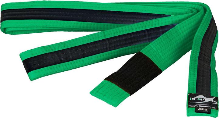 Actual product image Ju-Sports Bjj children belt green with black stripe