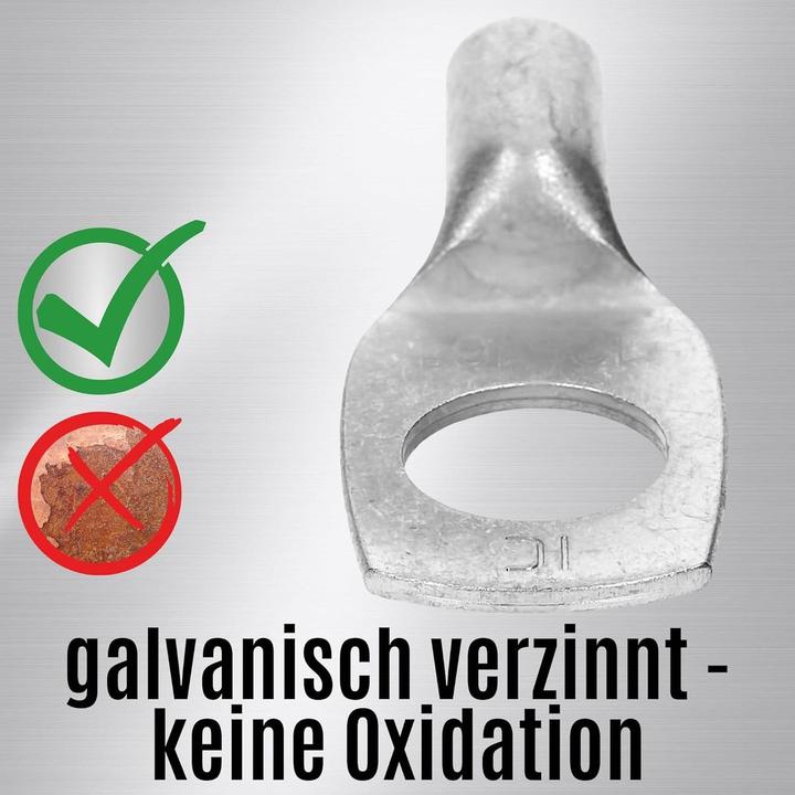 Produktbild Kalitec 10 Stück HR16-12 Handelsübliche Rohrkabelschuhe 16mm² M12 I ohne Sichtloch I Made in Germany