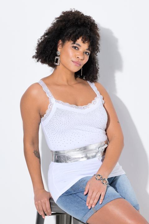 Produktbild Miamoda Top, ärmelloser Slim Fit, Glitzersteinchen, Spitze (50)
