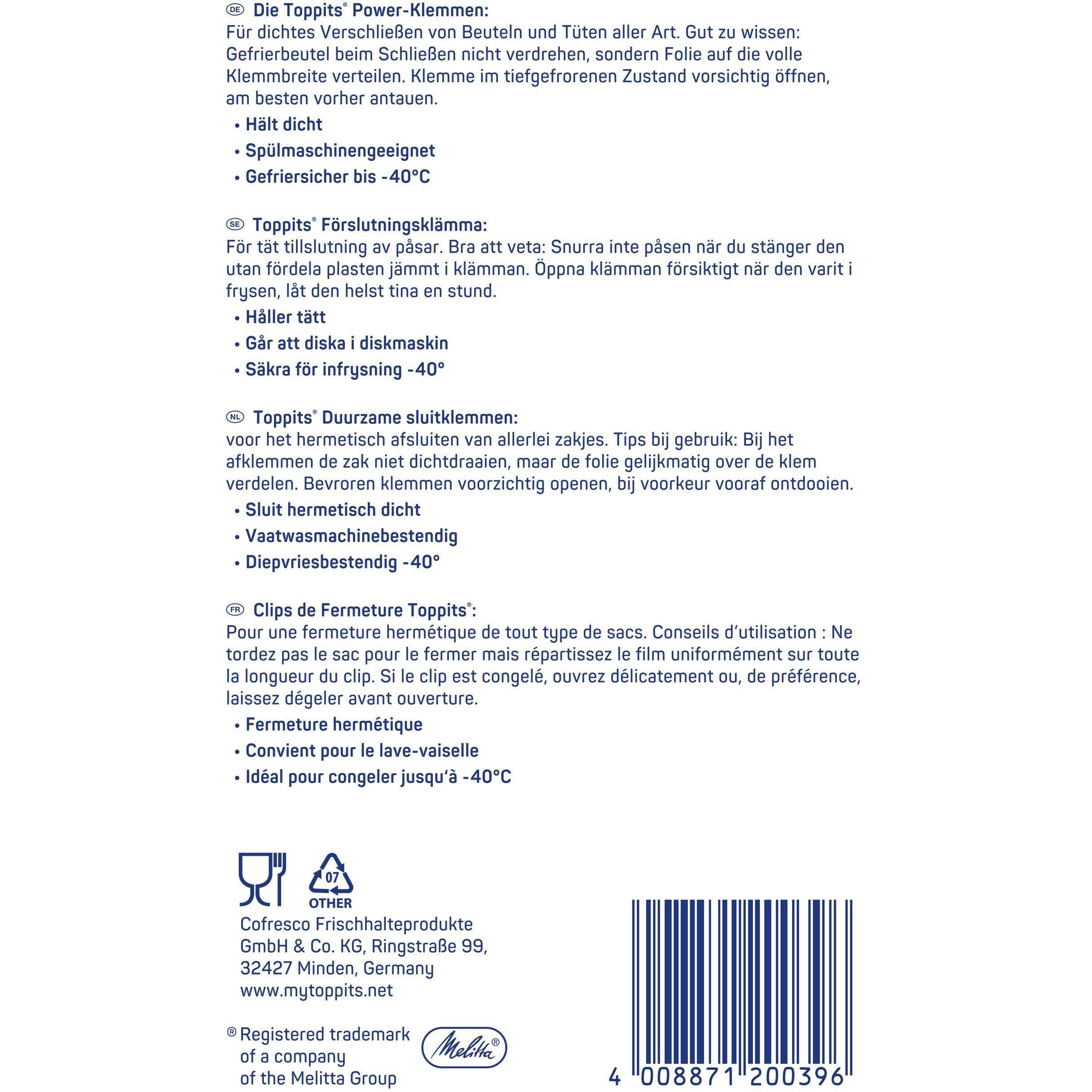 Thumbnail - Toppits Power-Klemmen, Lebensmittelverpackung, Mehrfarbig