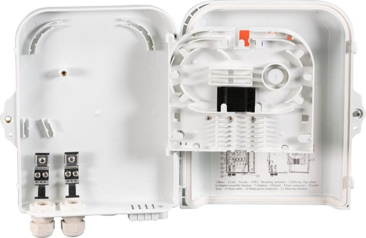Image du produit EFB Elektronik Boîte de jonction FTTH IP65 pour 8 fibres, 8 raccords et logement de surlongueur de fibre