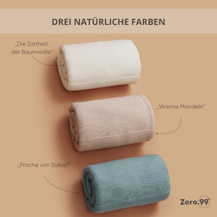 Immagine prodotto Zero.99 Gesstrickte Decke, 100 % Baumwolle (100 x 80 cm)