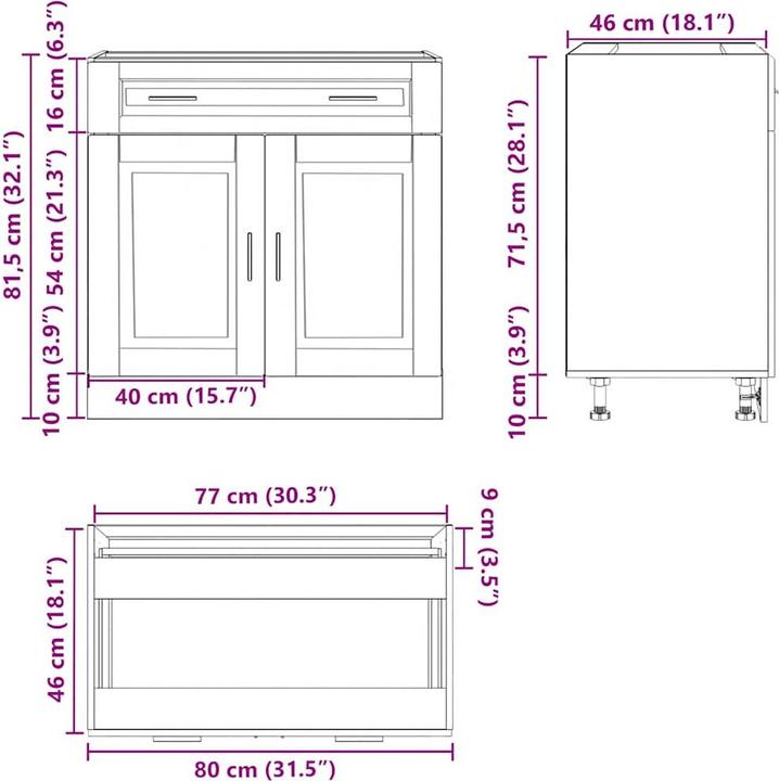 Actual product image vidaXL Küchenunterschrank (80 x 46 x 81.50 cm)