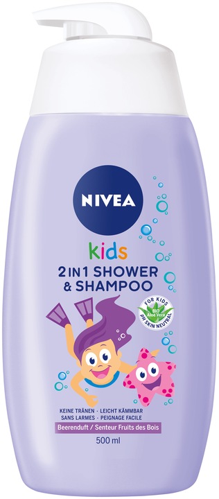 Immagine prodotto NIVEA Doccia e Shampoo 2in1 per bambini al profumo di frutti di bosco (500 ml)