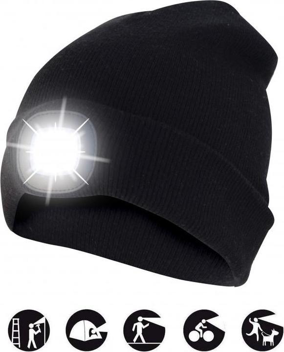 Produktbild Velamp Mütze mit LED-Frontleuchte, Strickmütze mit LED-Licht ideal zum Joggen, Campen, Arbeiten, Spazieren (100 lm)
