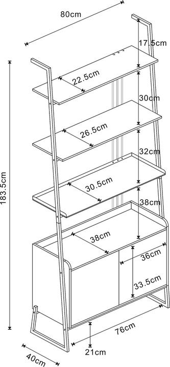 Nährwerte und Zutaten En.Casa Möbelset Storfjord 2-tlg. 1x Schreibtisch, 1x Leiterregal mit Schrank