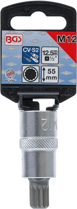 Produktbild BGS Bit-Einsatz Antrieb Innenvierkant 12,5 mm (1/2") Innenvielzahn (für XZN) M12 (Innenvierkant)