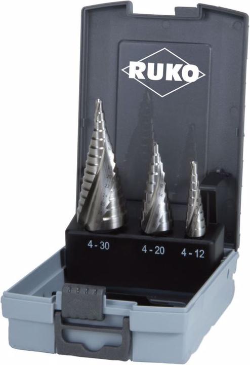 Produktbild Ruko Stufenbohrer Sets. Kunstoffkassette.Set HSSE-Co 5 (4-12mm, 4-20mm, 4-30mm)
