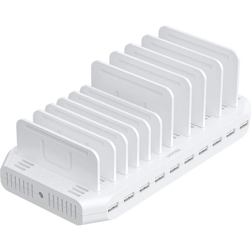 Unitek STACJA ŁADUJĄCA 10X USB 2.4A 60W BIAŁA (60 W), USB Ladegerät, Weiss