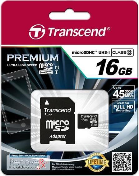 Produktbild Transcend Premium 400x (16 GB, microSDHC, U1, UHS-I)