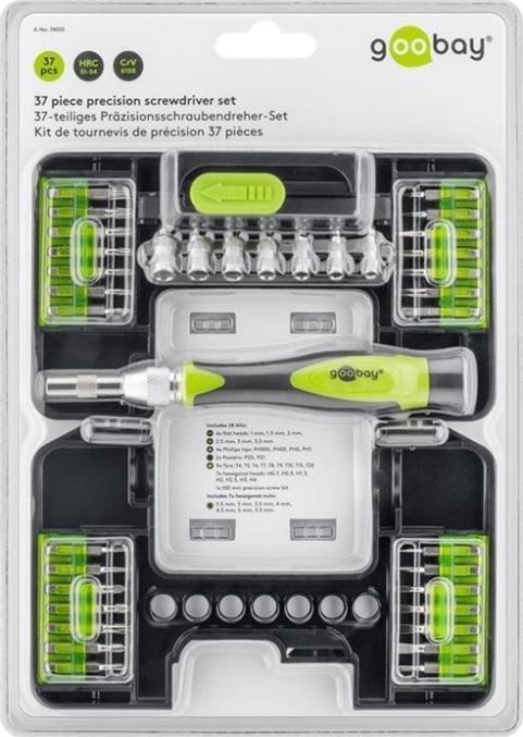 Produktbild Goobay Präzisionsschraubendreher-Set, 37-teilig, in Plastikbox (Phillipps-Kreuzschlitz (PH), Torx (TX), Hex, Pozidriv-Kreuzschlitz (PZ))
