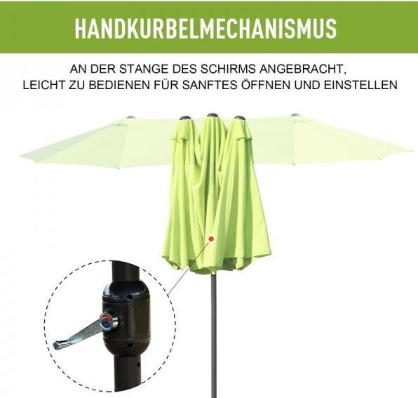 Produktbild Outsunny Doppelsonnenschirm mit Handkurbel (2.70 m)