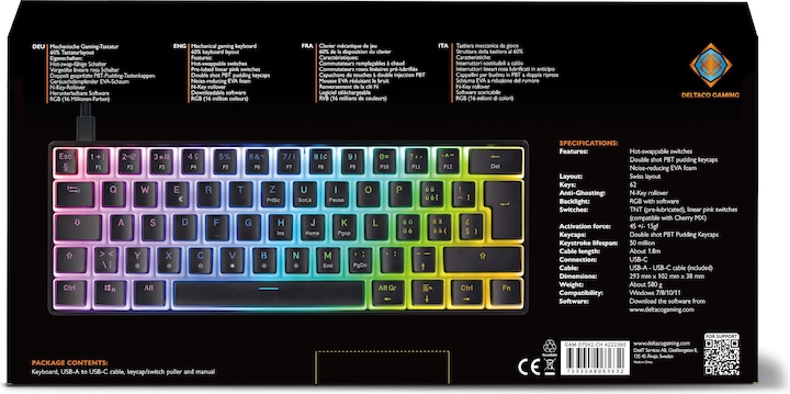 Produktbild Deltaco TKL - Gaming Keyboard (CH, Kabelgebunden)