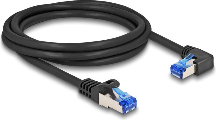 Produktbild Delock RJ45 Netzwerkkabel Cat.6A S/FTP gerade / rechts gewinkelt 2 m schwarz (S/FTP, CAT6a, 2 m)