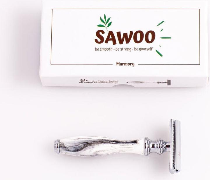 Immagine prodotto Sawoo Rasoio Marmory in ottone di alta qualità con 10 lame incluse