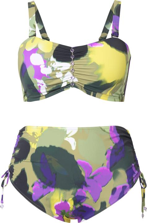 Immagine prodotto Ulla Popken Bikini con fiori, spalline regolabili, arricciatura e slip a vita alta (46)