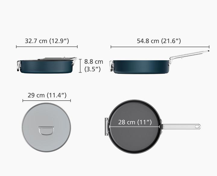 Actual product image Joseph Joseph Space saucepan retractable handle with lid D23cm (Frying pan, Aluminium, 28 x 12.80 cm)