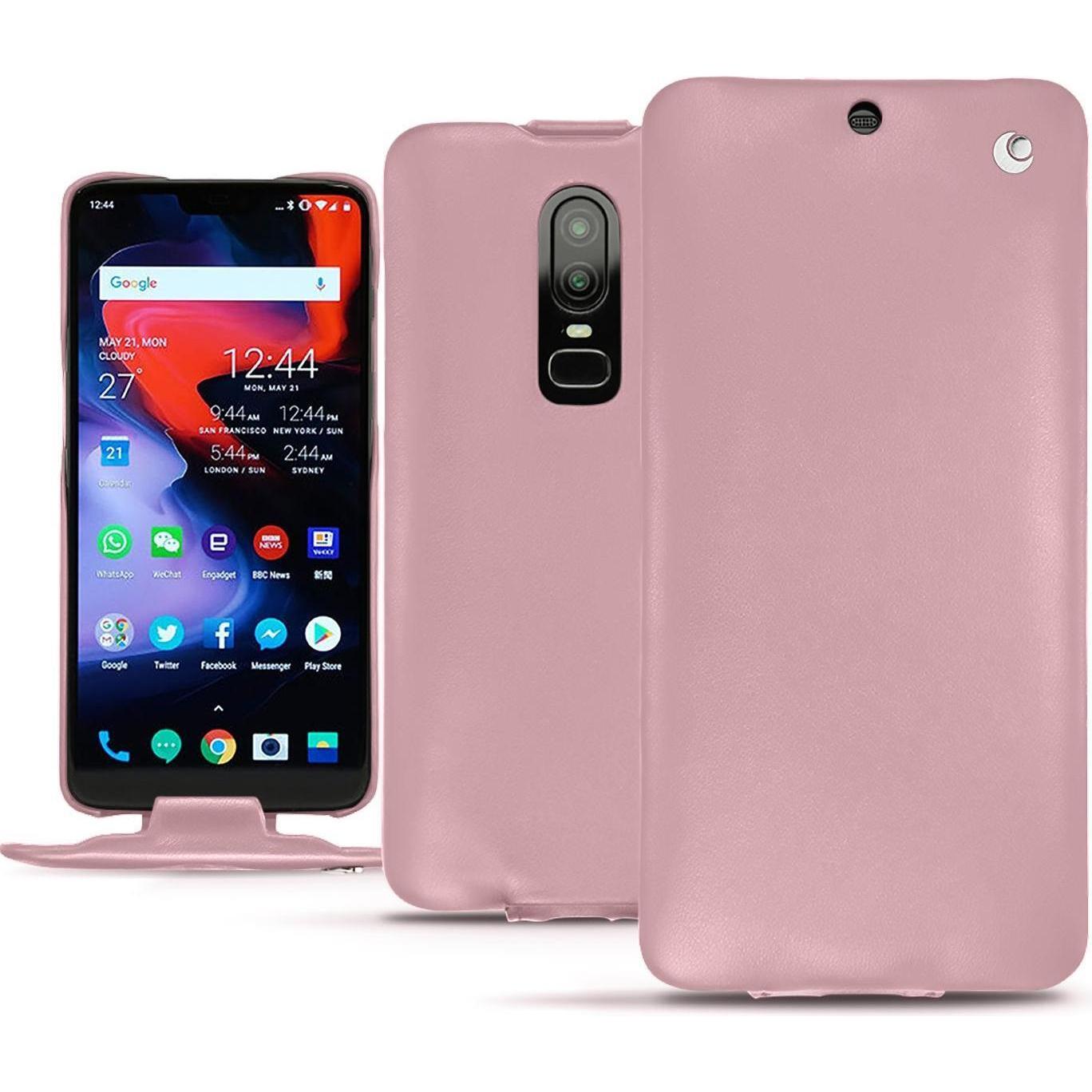 Thumbnail - Noreve Lederschutzhülle vertikal (OnePlus 6), Smartphone Hülle, Rosa
