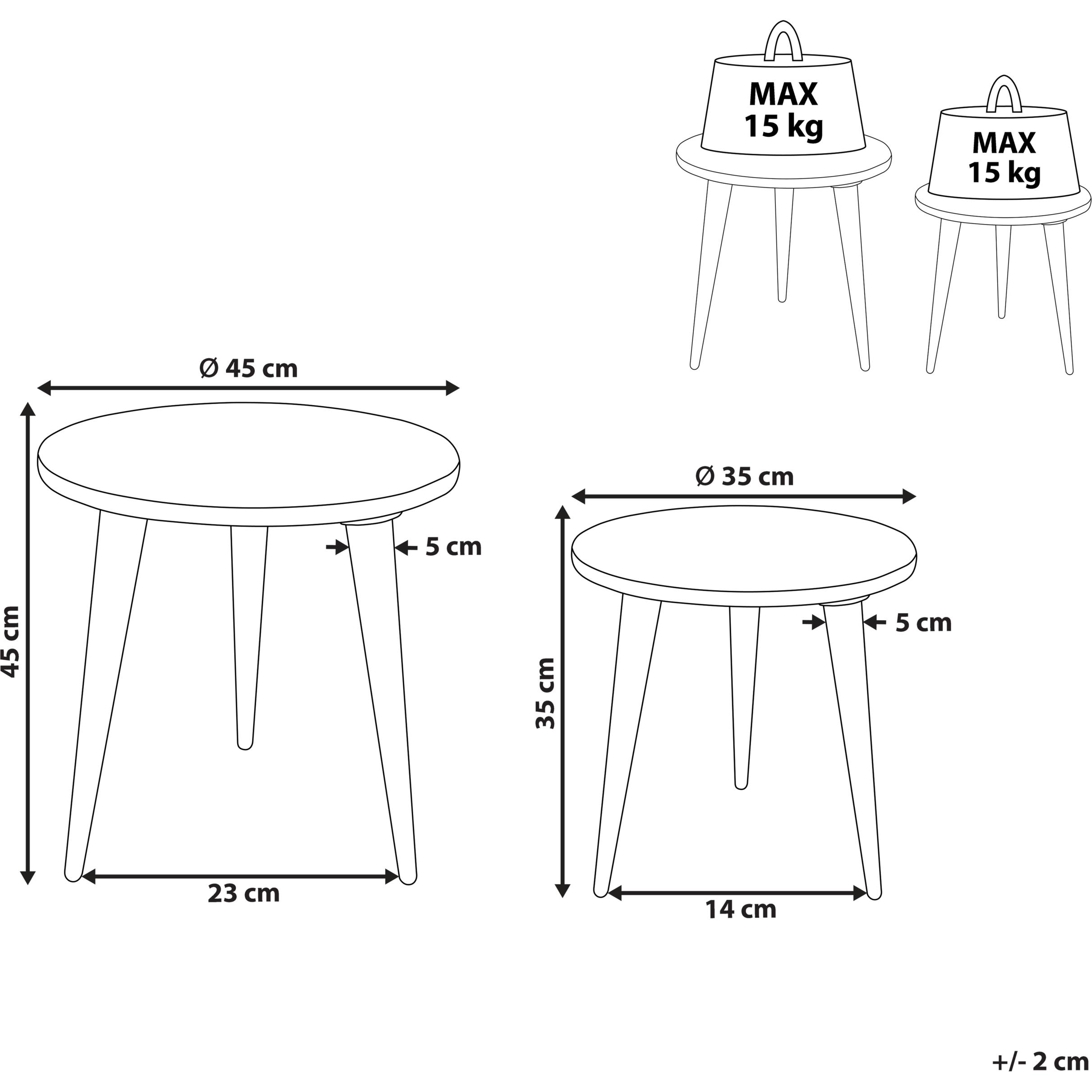 Thumbnail - Beliani, Couchtisch + Beistelltisch, Uday (45 x 45 x 45 cm)
