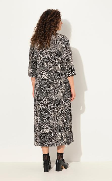 Immagine prodotto Ulla Popken Maxi abito in jersey dal look animalier con taglio svasato, scollo a V e maniche a 3/4 (54)